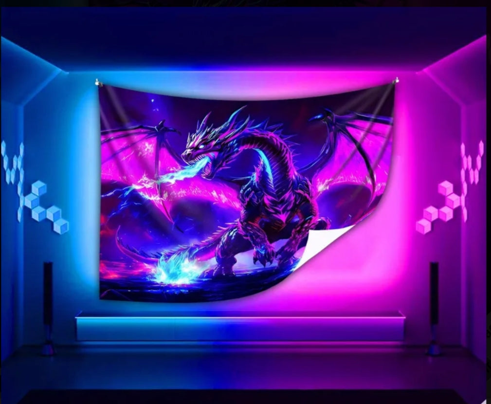UV Glow 2D Flat Printed Polyester Tapestry – High-Definition Enormous Wall Decor