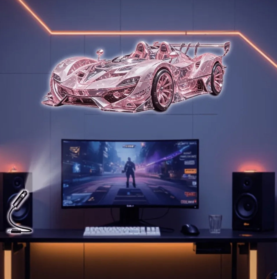 Flexible USB Gooseneck LED Projector Light – Car & Gaming Ambient Night Lamp